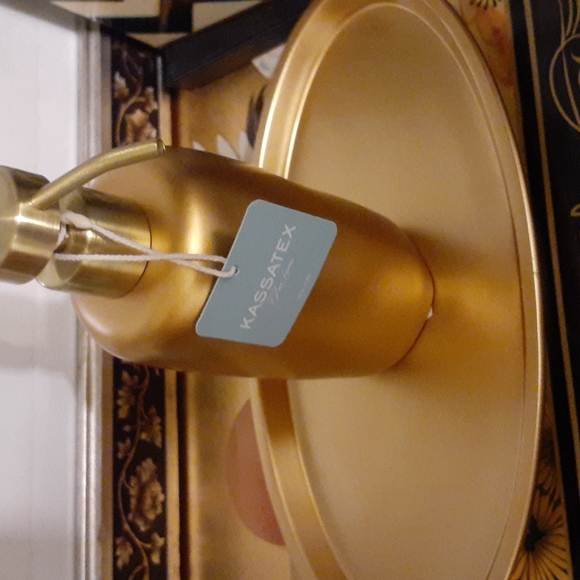 VANITY TRAY/ DISPENSER 2PC SET NWT KASSATEX GOLD - Picture 2 of 5